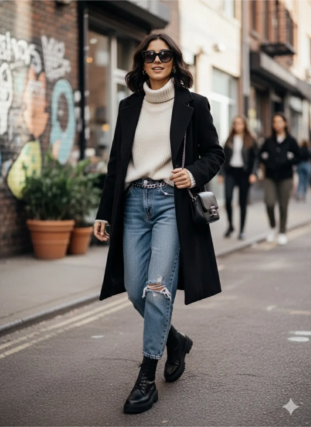 Zara Black Wool Blend Coat image indicator(4)