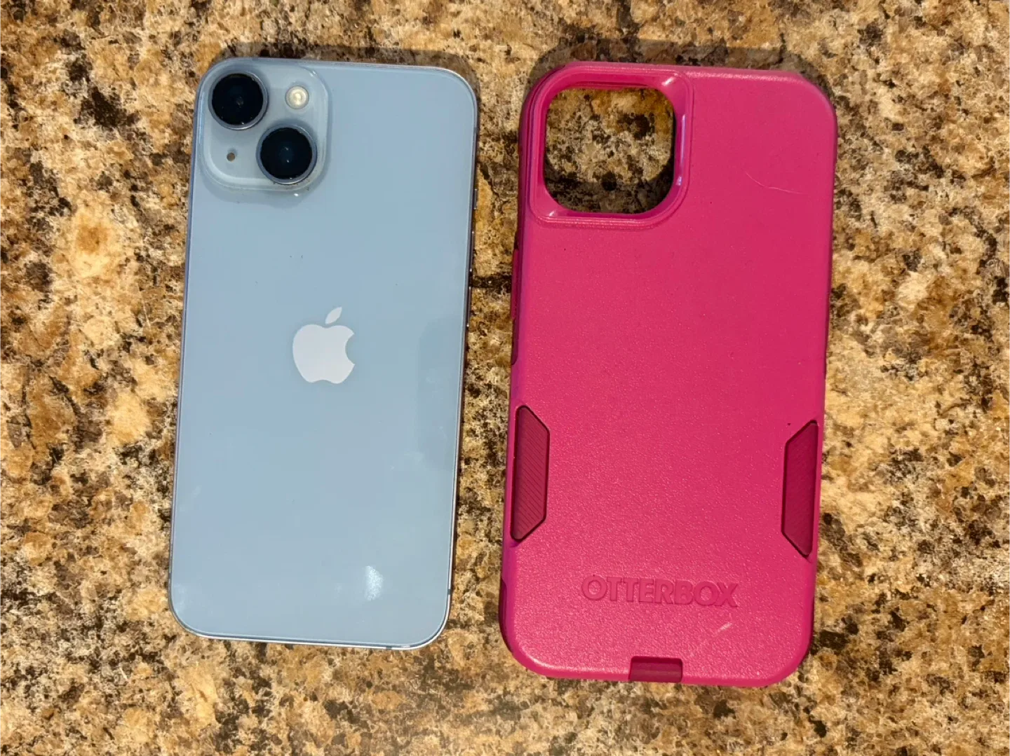 Apple iPhone 14 (Blue) with Otterbox Case image indicator(2)