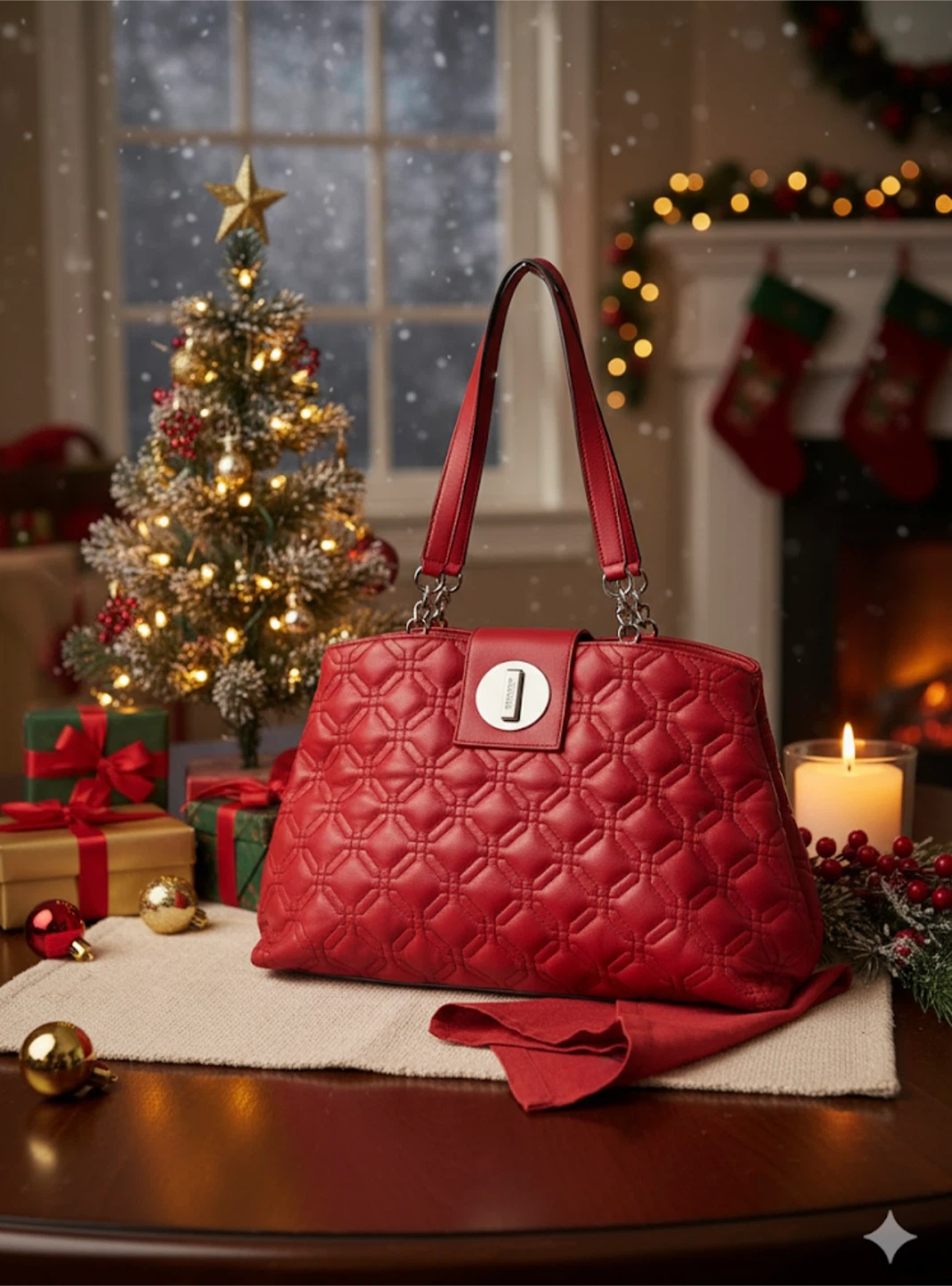 Kate Spade Red Quilted Xmas Holiday Designer Bag