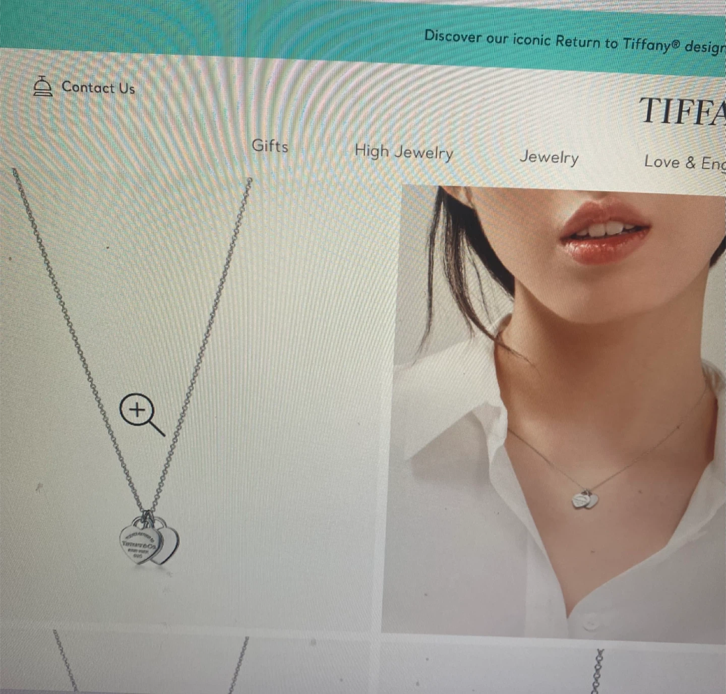 Tiffany & Co. Double Heart Tag Pendant Necklace