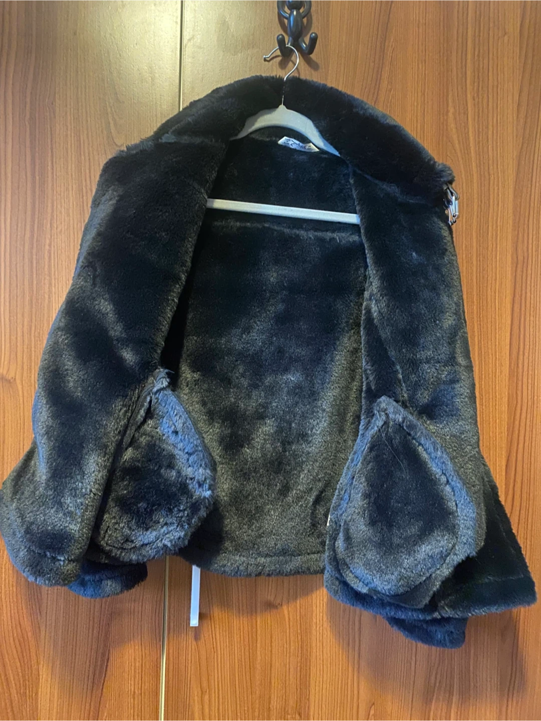 Black Faux Suede & Fur Aviator Jacket - photo 2