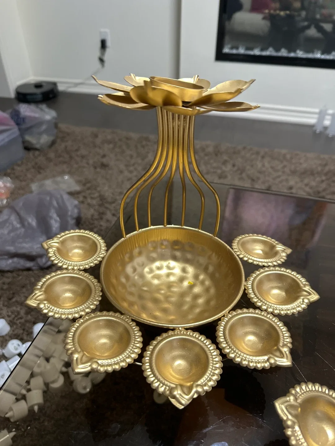 Diwali Decorative Candle Holders - Gold