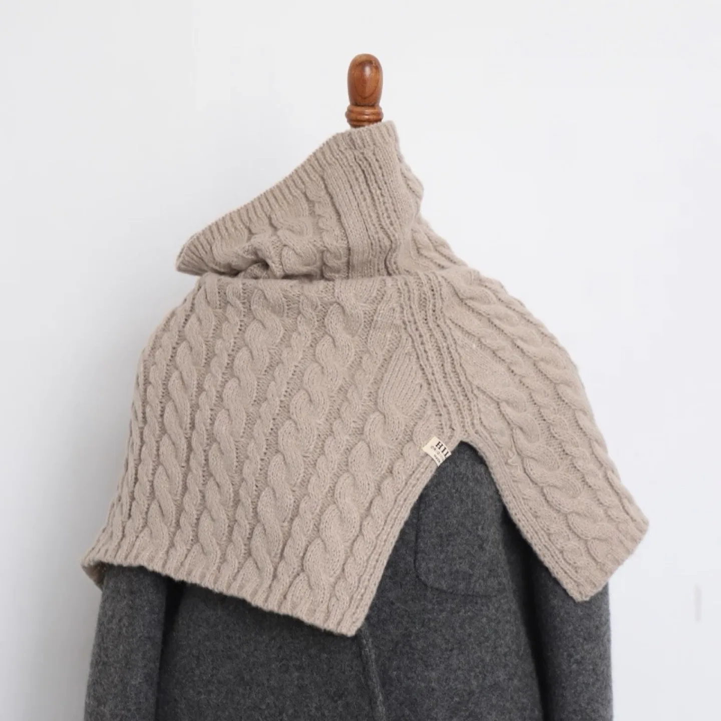 Beige Knit Collar Warmer Scarf thumbnail