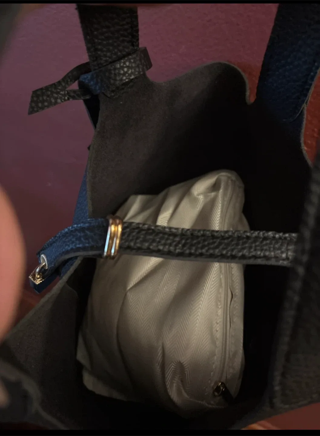 New Black vegan pebbled Leather Handbag image indicator(3)