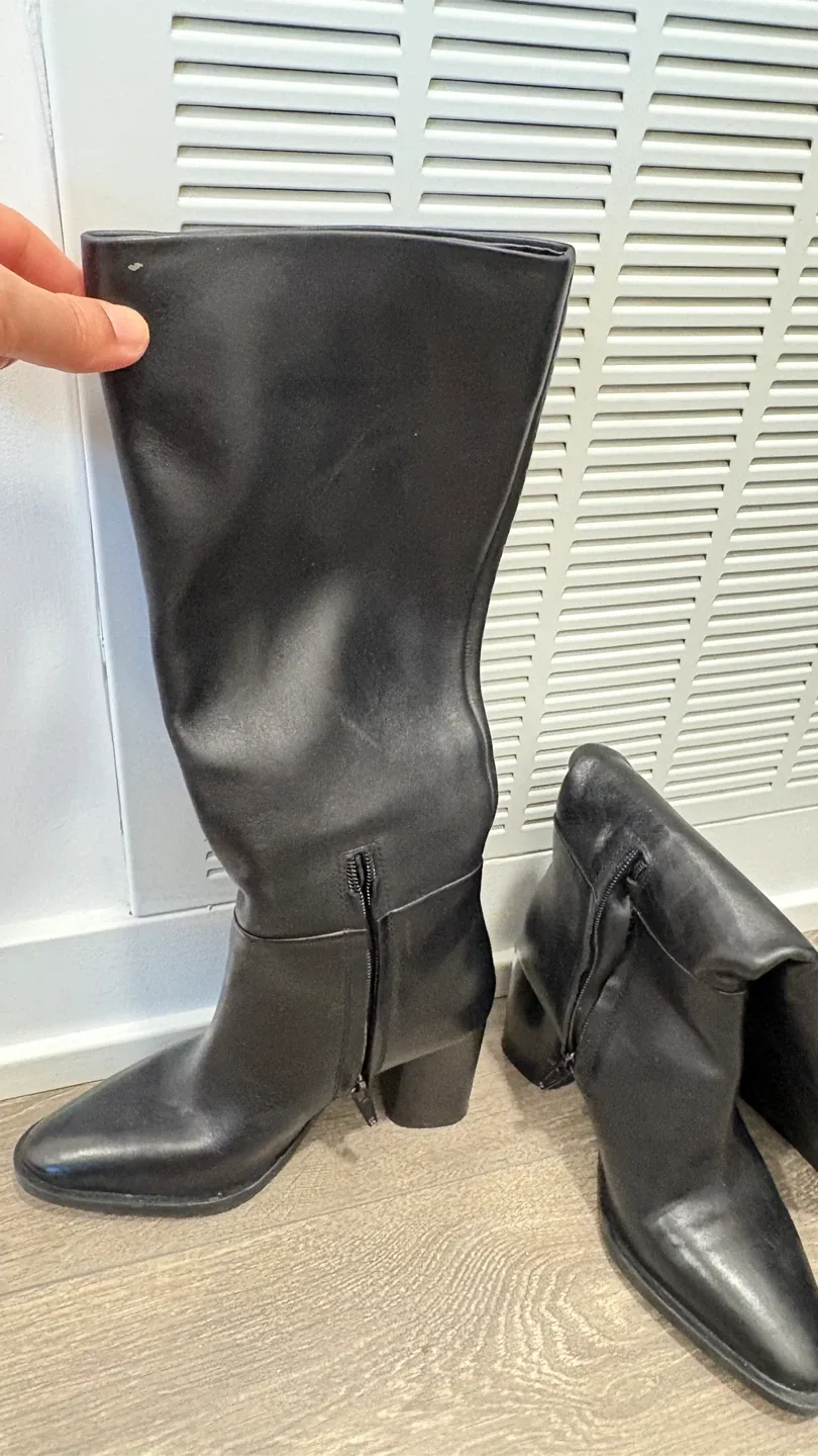 Zara Black Heeled Knee High Boots image indicator(2)