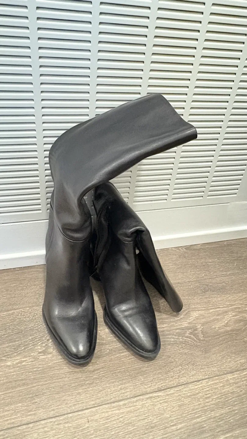 Zara Black Heeled Knee High Boots image indicator(3)