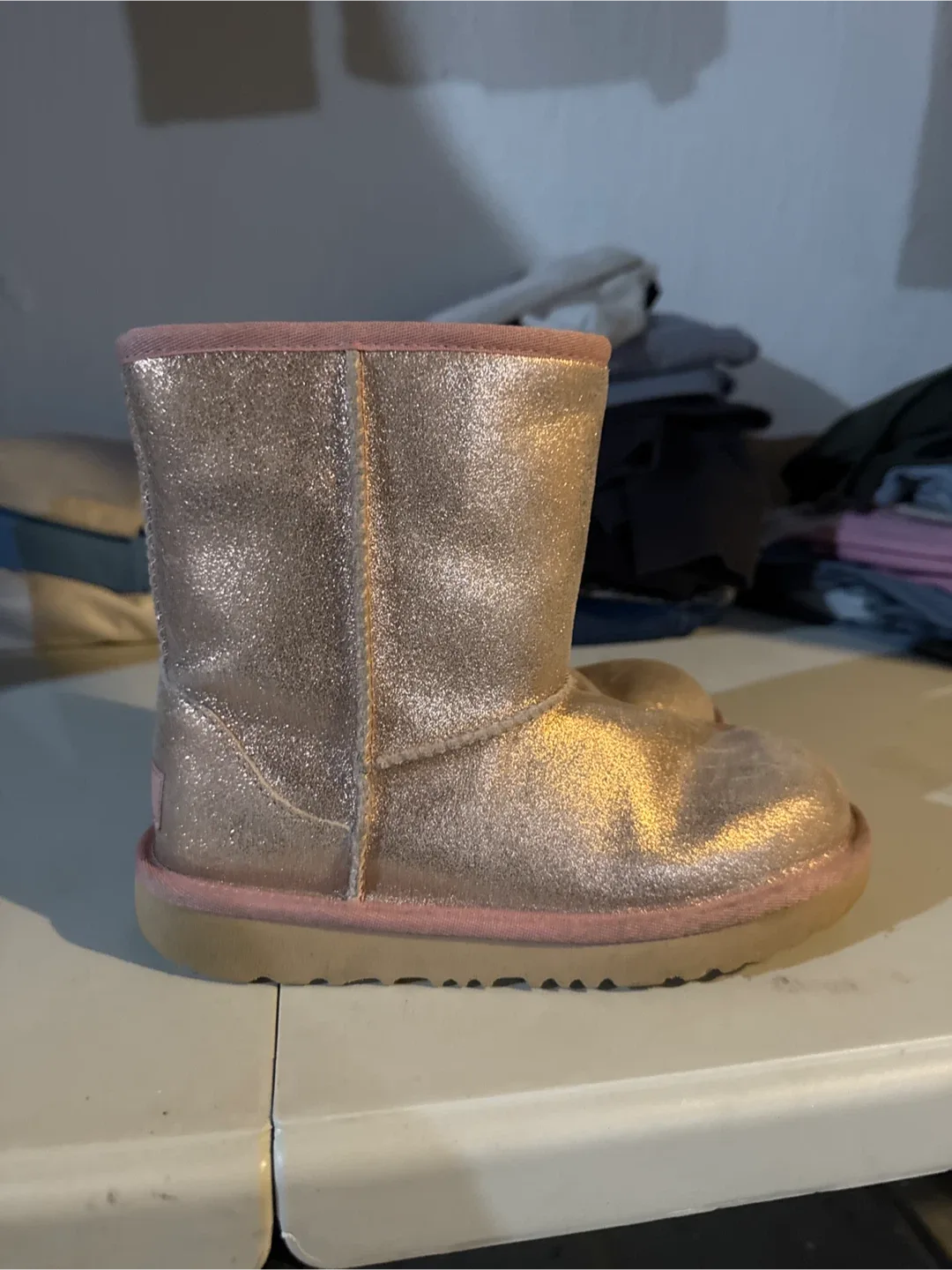UGG Kids' Classic II Glitter Rose Gold Boots - Size 11 image indicator(2)