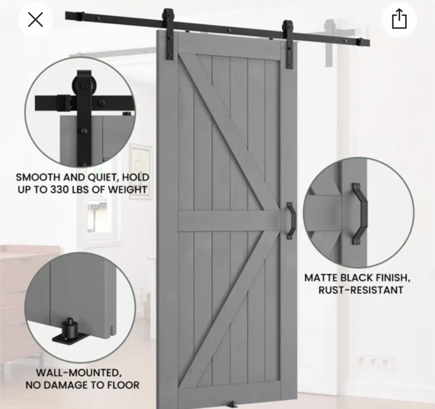 LDB Building 84" Barn Door with Hardware Kit image indicator(2)
