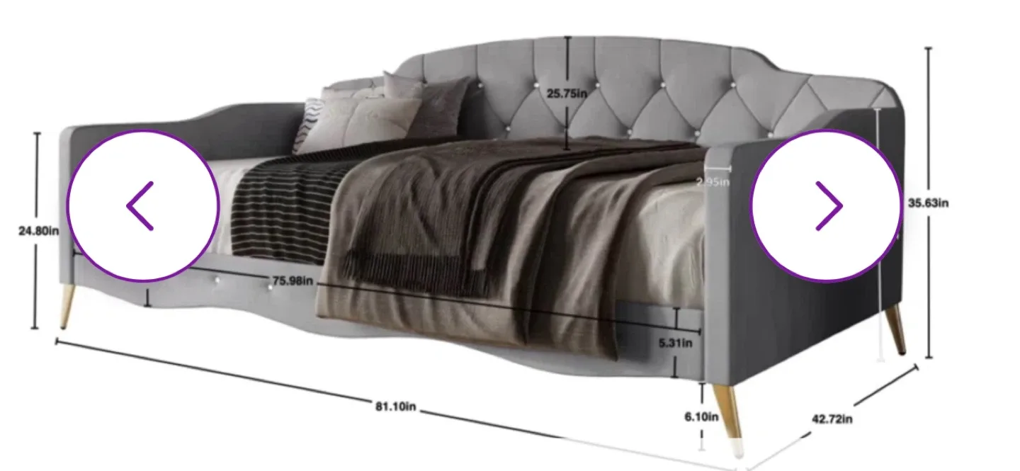 New Mercer41 Arwilla Twin Velvet Daybed - Silver Grey image indicator(2)