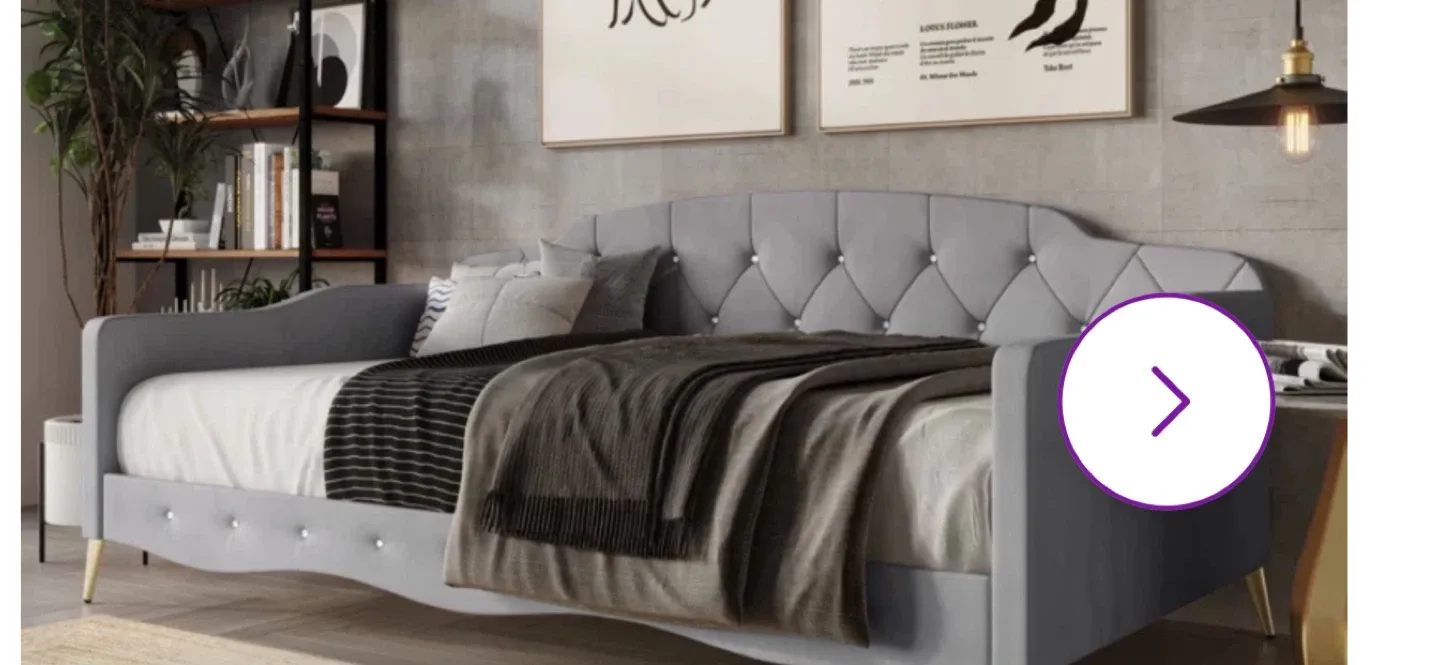 New Mercer41 Arwilla Twin Velvet Daybed - Silver Grey image indicator(3)