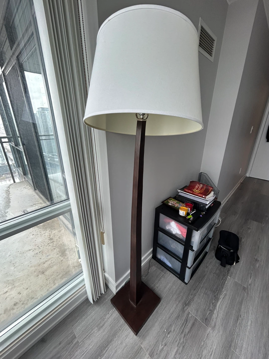 Floor Lamp - Wood and White Shade - photo 3