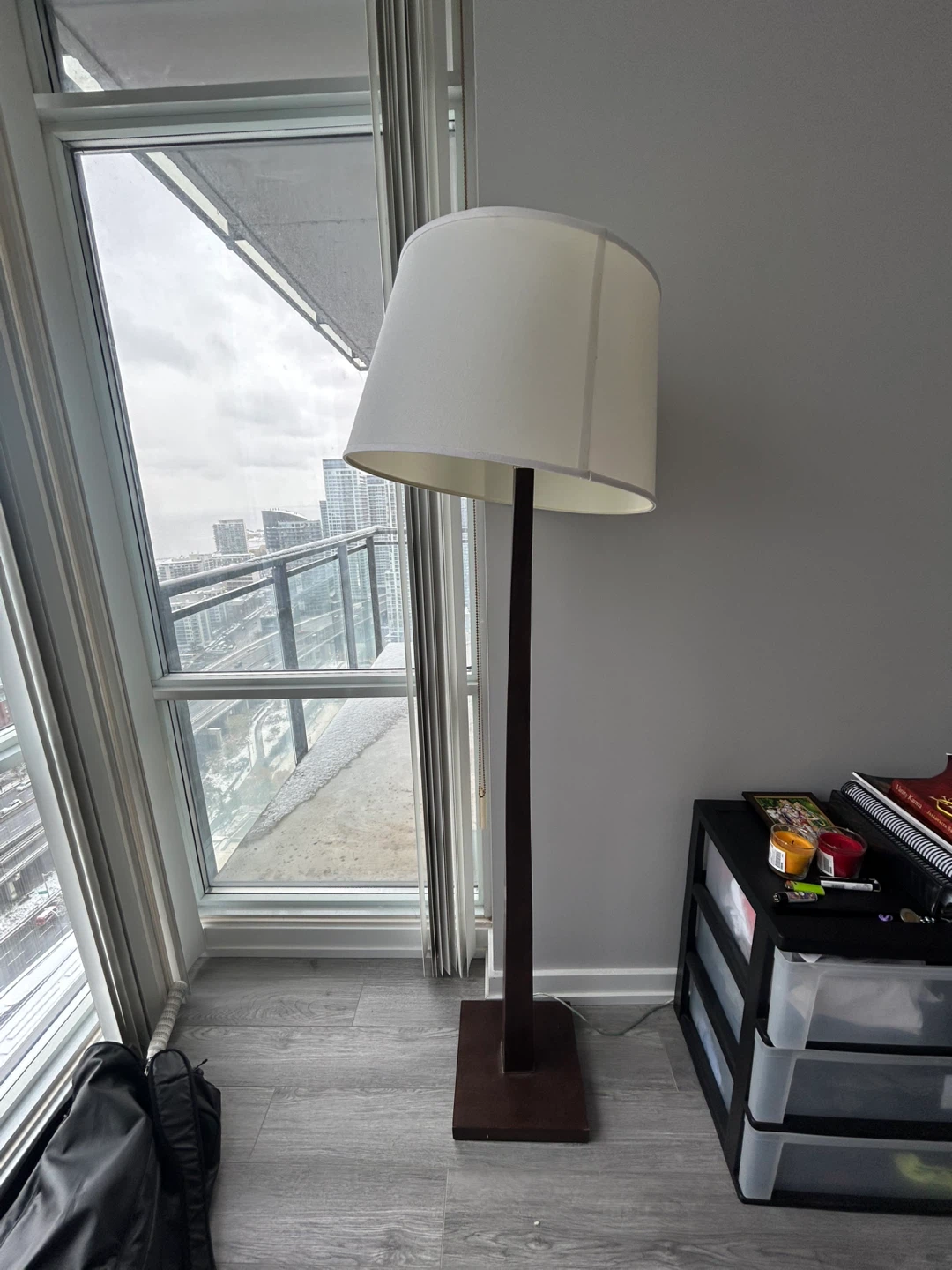 Floor Lamp - Wood and White Shade - photo 2