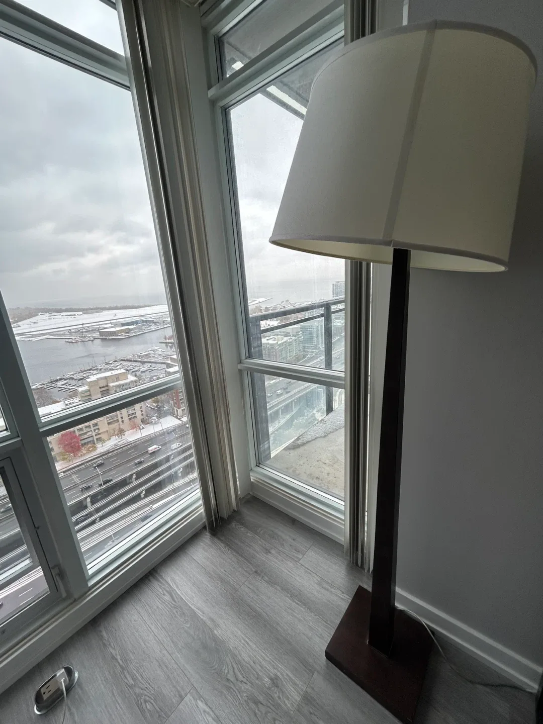 Floor Lamp - Wood and White Shade