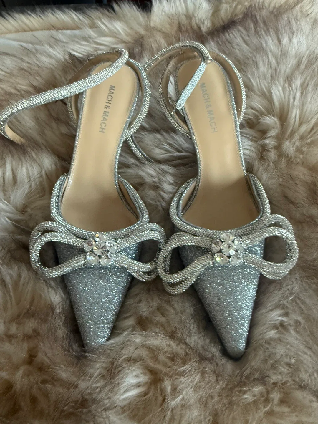 Mach & Mach Bow-Embellished Ankle Strap Pumps - Size 38.5