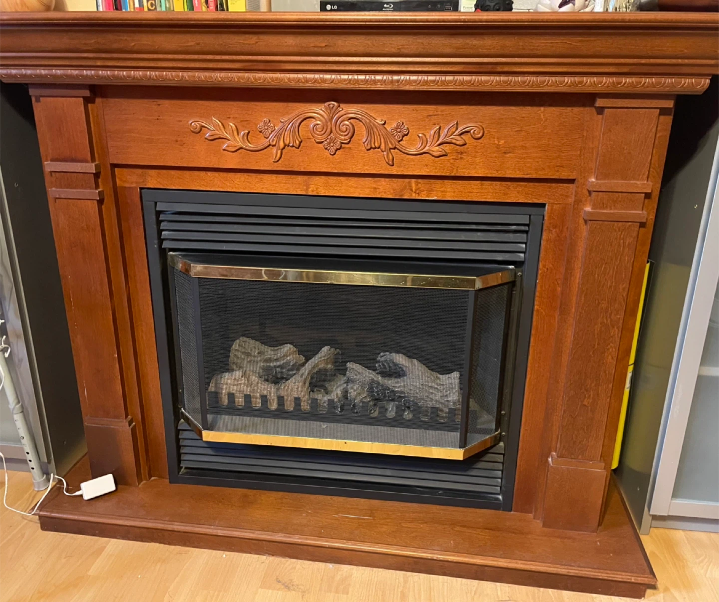 Fireplace with Wooden Mantel electric