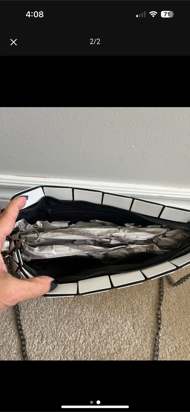 Brand new Black and white geometric crossbody bag -$40 image indicator(2)