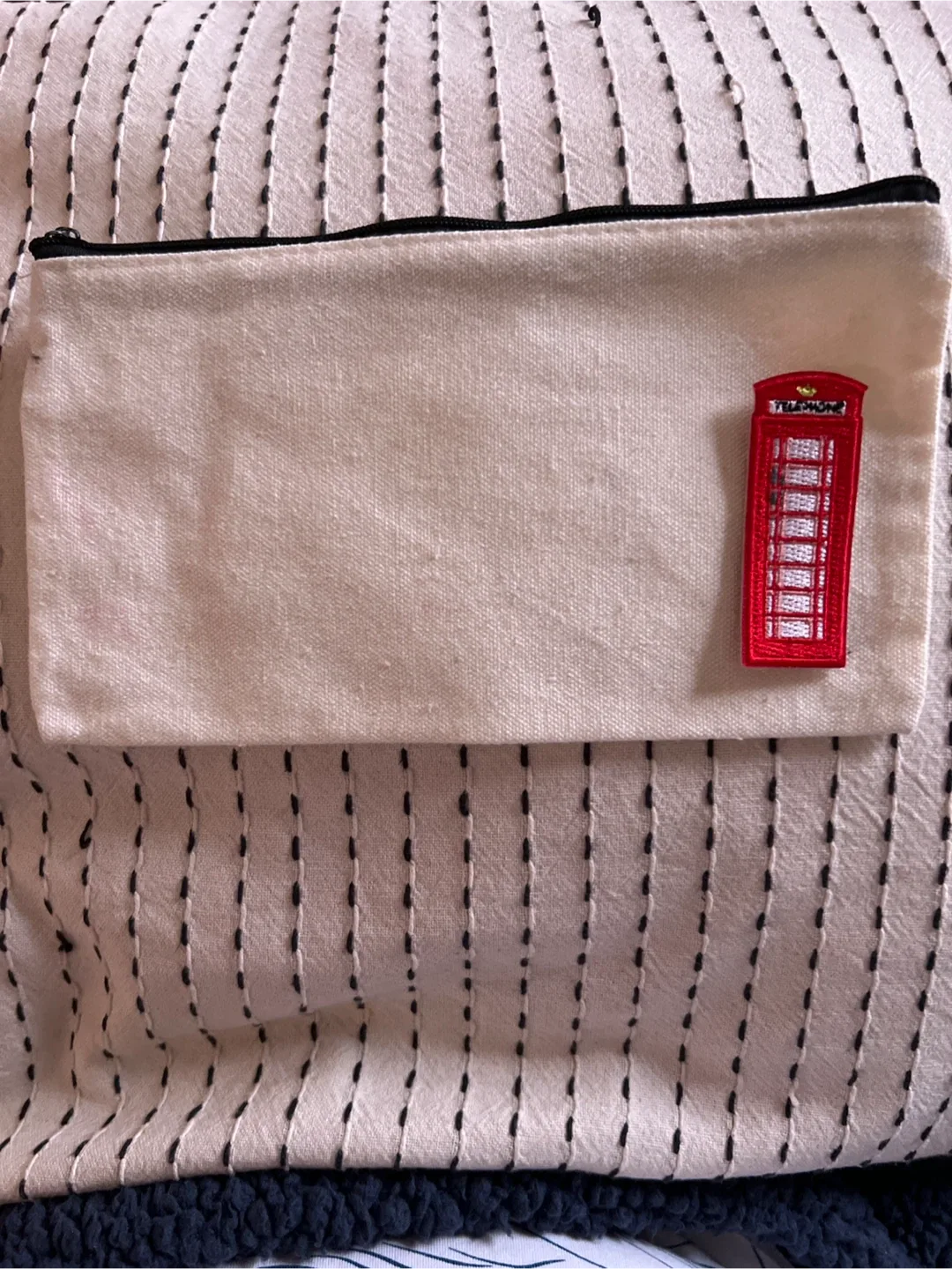 Handmade London-Themed Canvas Zipper Pouch thumbnail