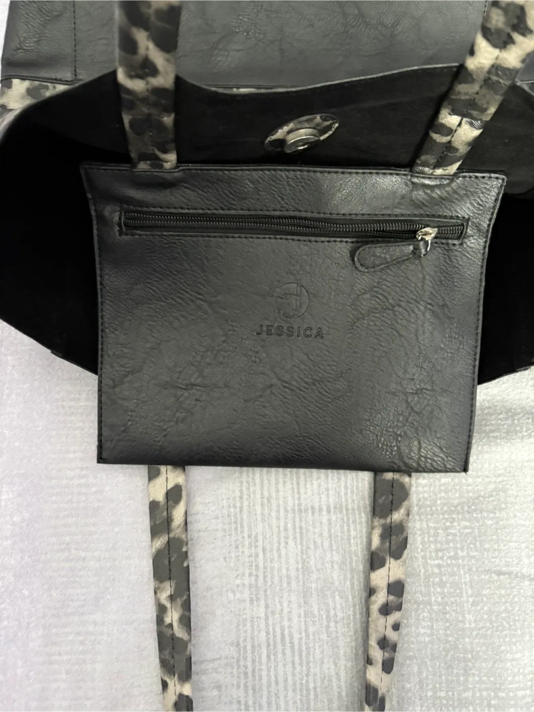 Jessica Tote Bag - Leopard Print & Black image indicator(2)