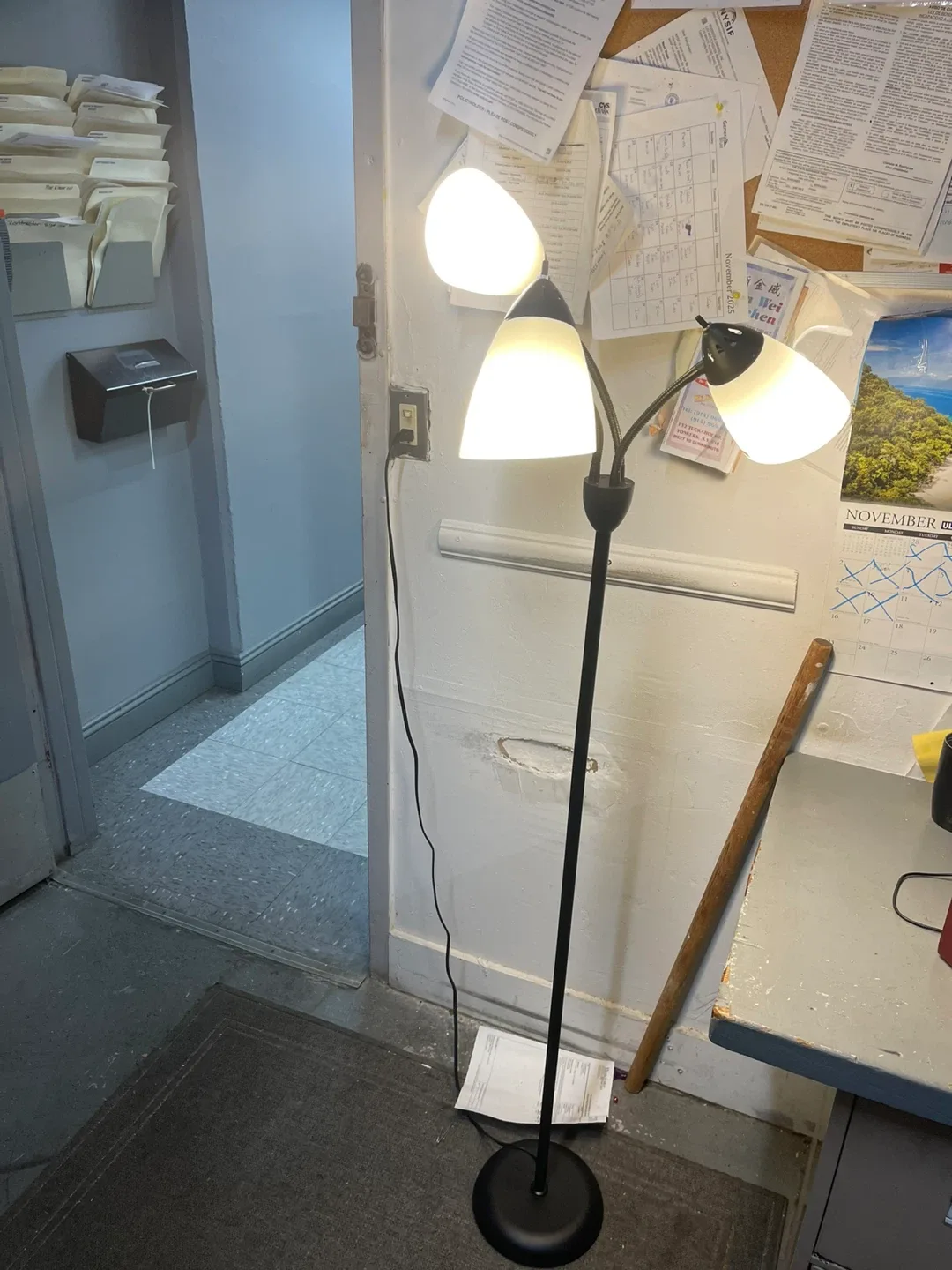 Black Floor Lamp with 3 Adjustable Lights image indicator(2)