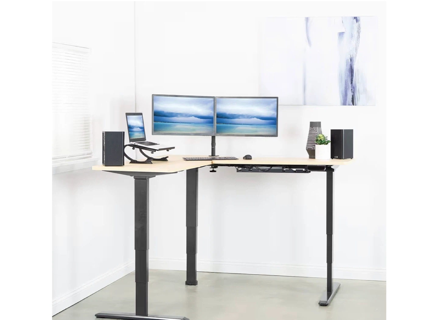 VIVO L-Shaped Standing Desk Frame - Black - photo 5