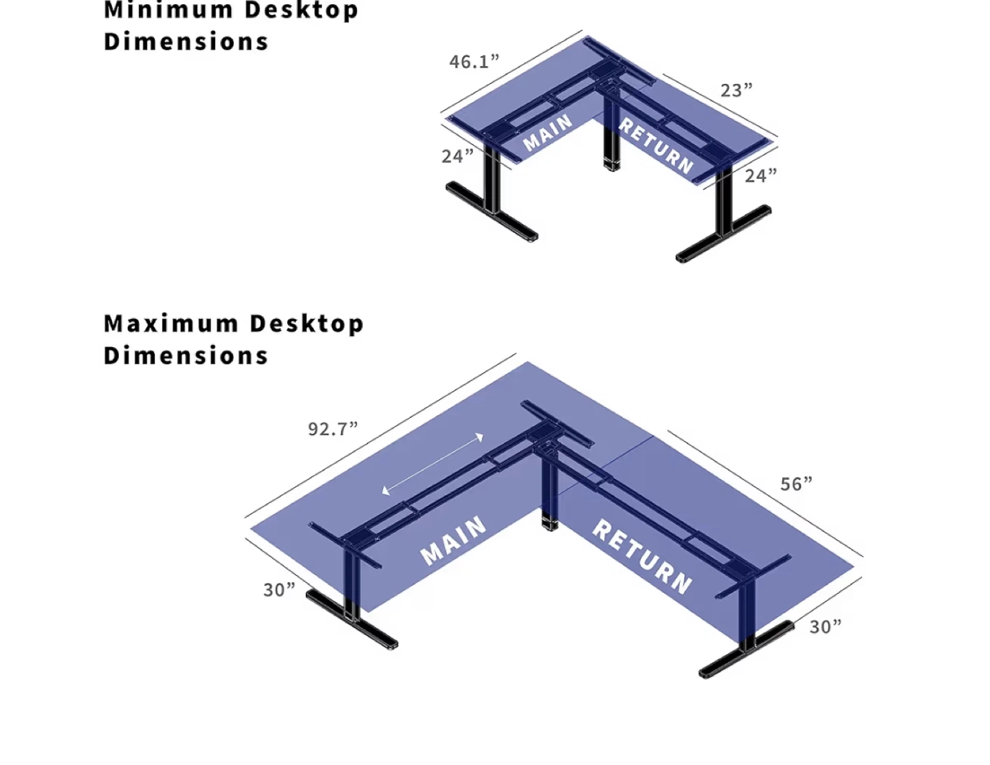 VIVO L-Shaped Standing Desk Frame - Black - photo 4