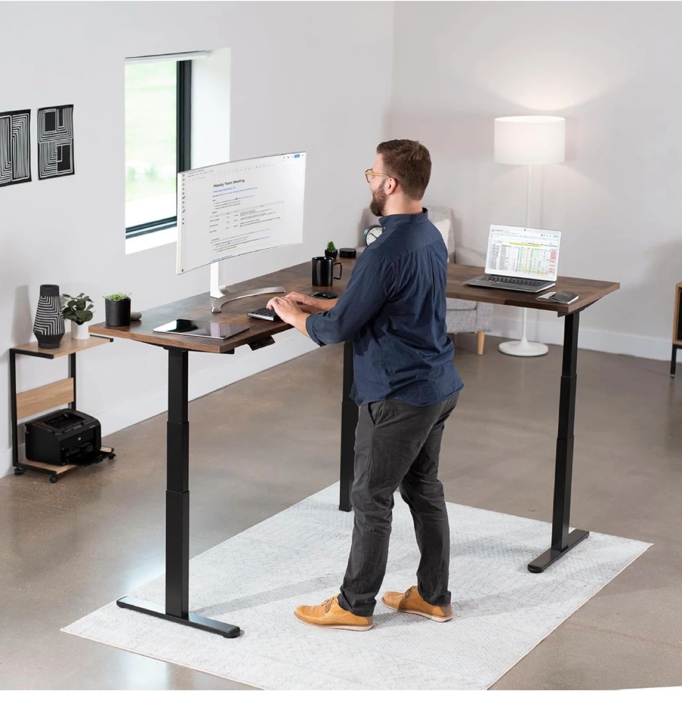 VIVO L-Shaped Standing Desk Frame - Black - photo 3