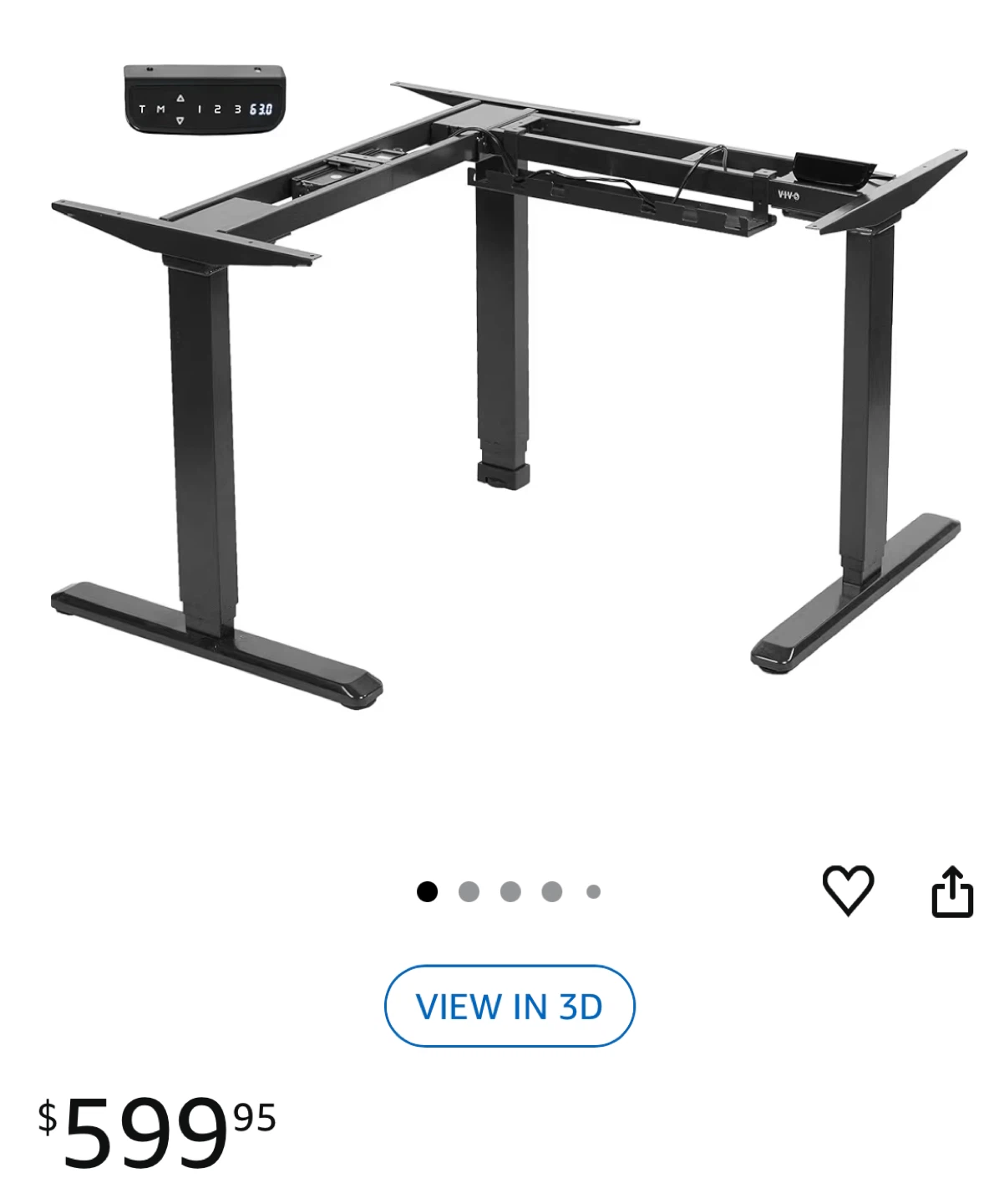 VIVO L-Shaped Standing Desk Frame - Black - photo 2
