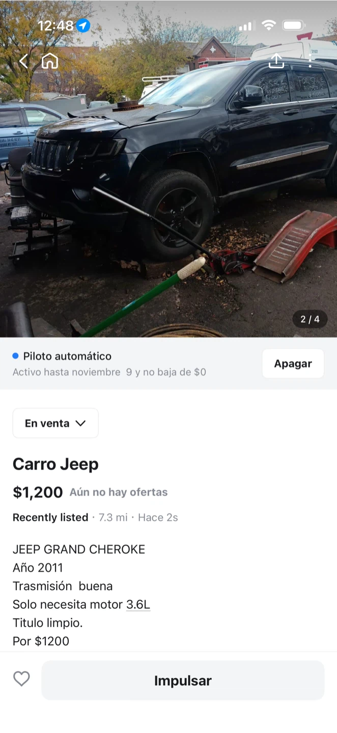Jeep Grand Cherokee 2011 - Needs Engine