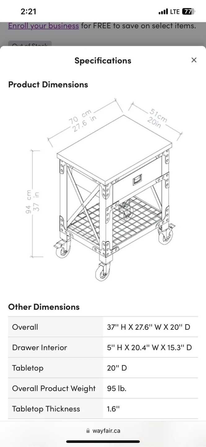 Industrial Style Rolling Kitchen Cart image indicator(4)