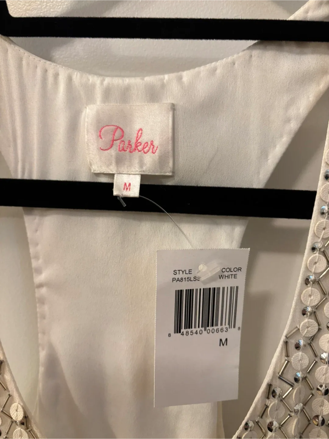 Parker White Sequin Top - Size M- New With Tags image indicator(2)