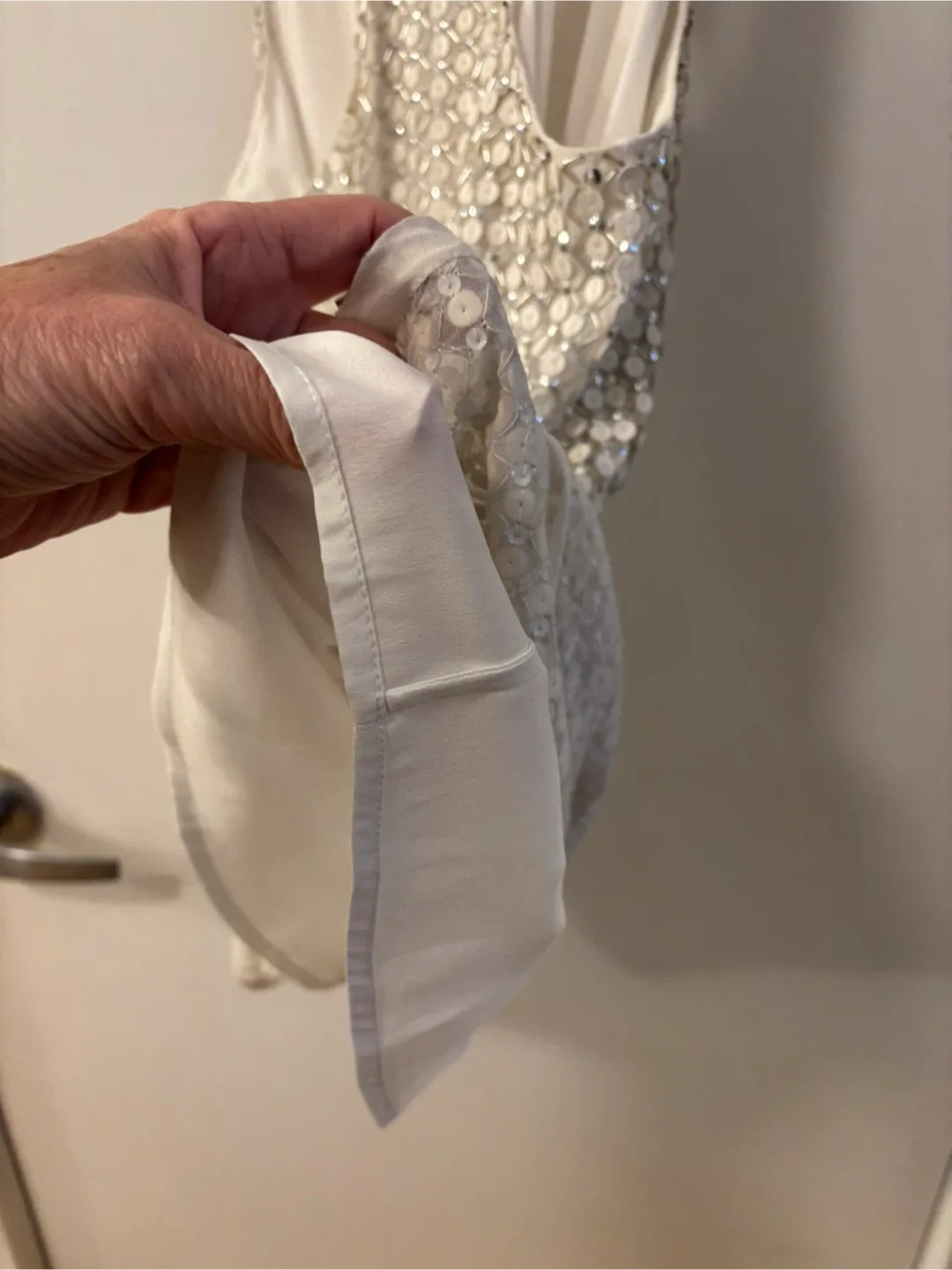 Parker White Sequin Top - Size M- New With Tags image indicator(6)