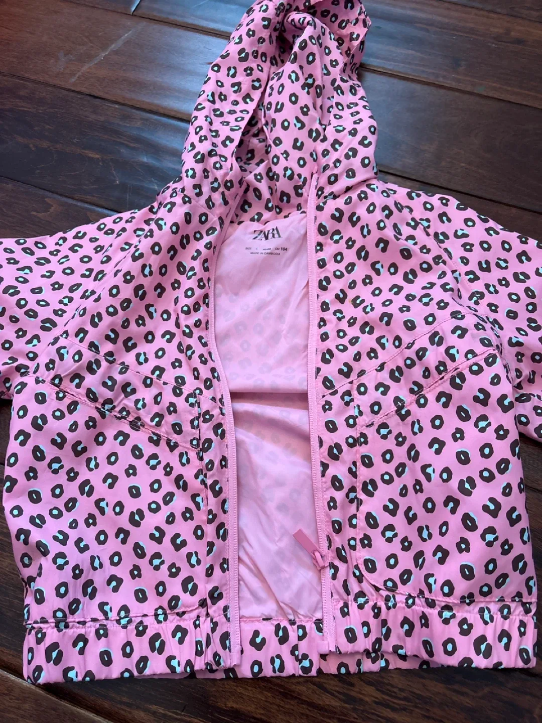 Zara Kids Pink Leopard Print Jacket, Size 3-4