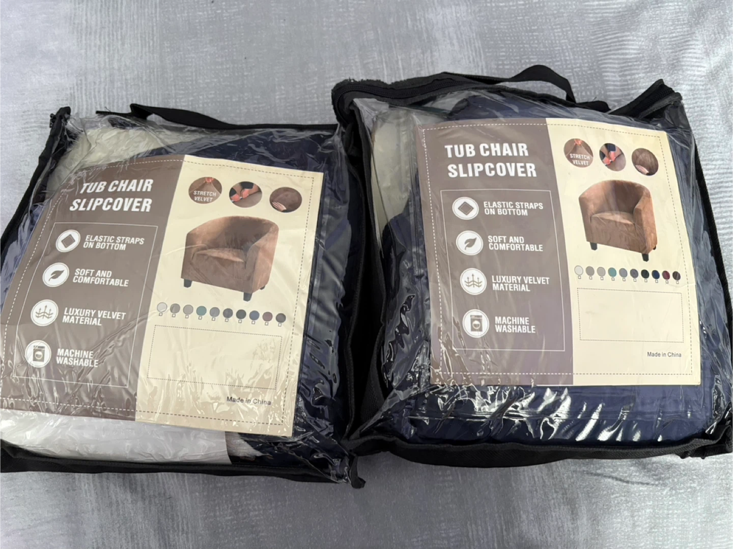New Tub Chair Slipcover - Navy Blue Velvet