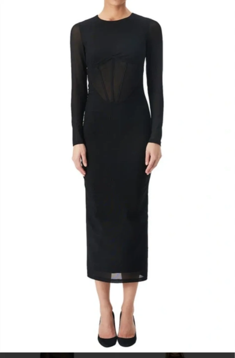 Bardot Black Corset Midi Dress