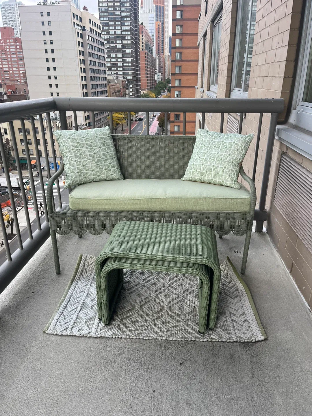 Wicker Patio Set - Loveseat, Table, Rug