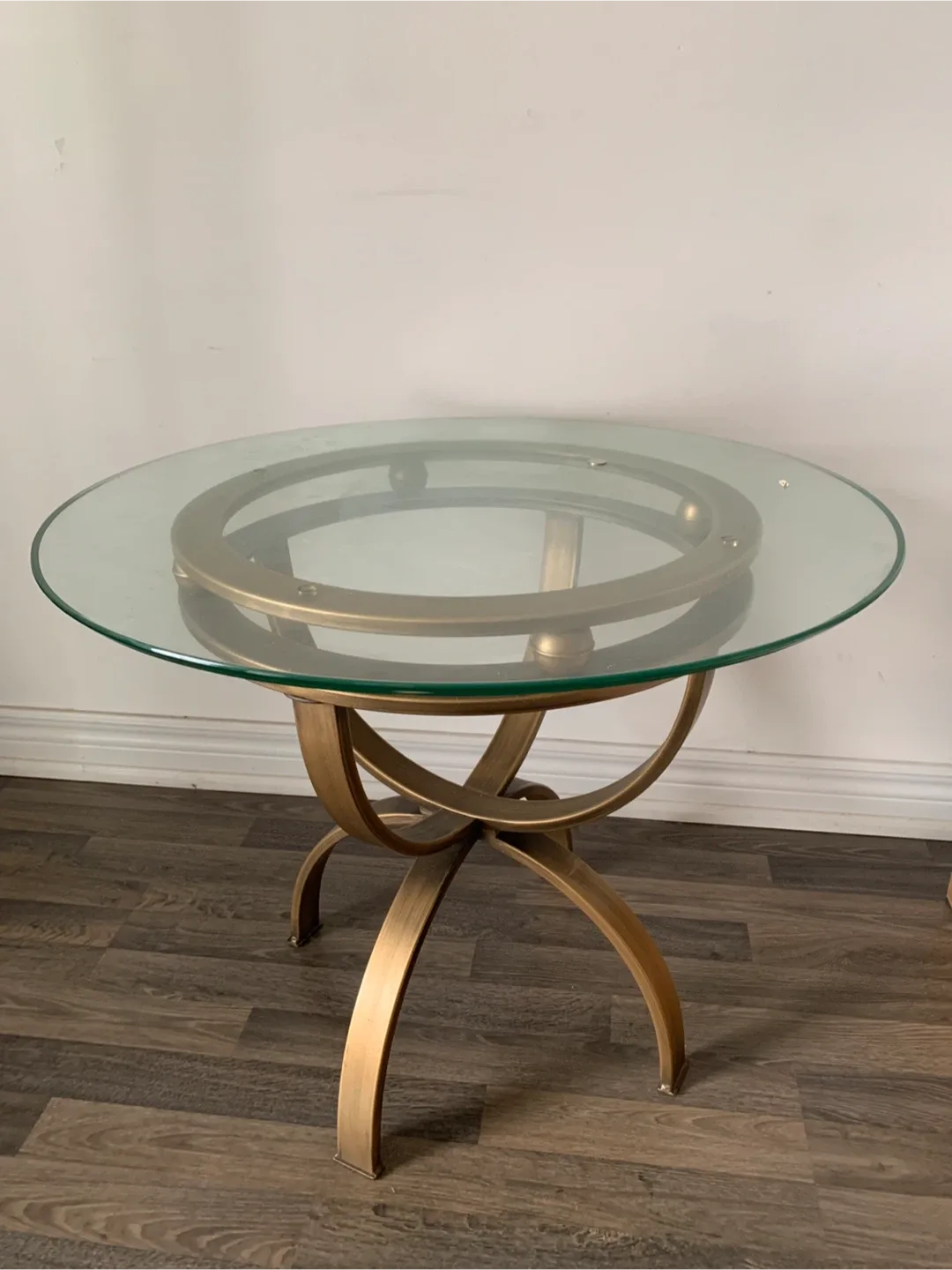 Glass Top Accent Table - Gold Finish