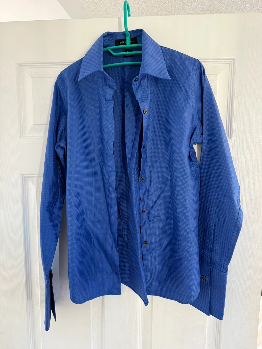 Pink Tartan Blue Cotton Shirt - Size 4(medium)