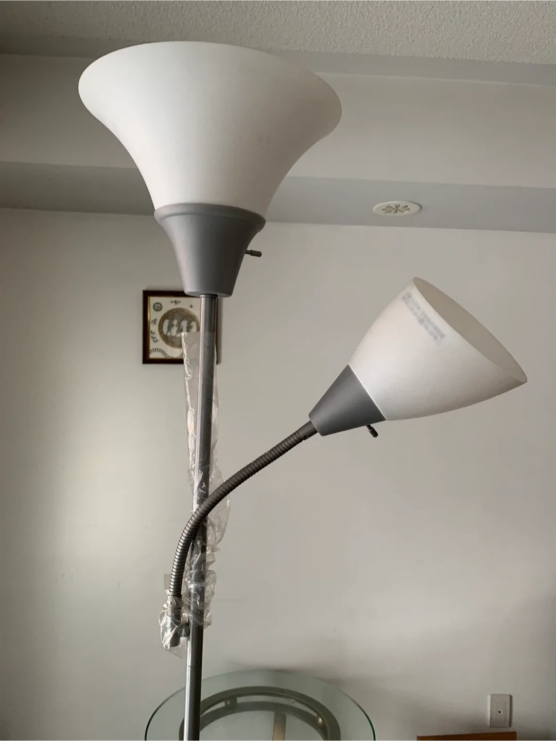 Floor Lamp with Two Lights - Silver