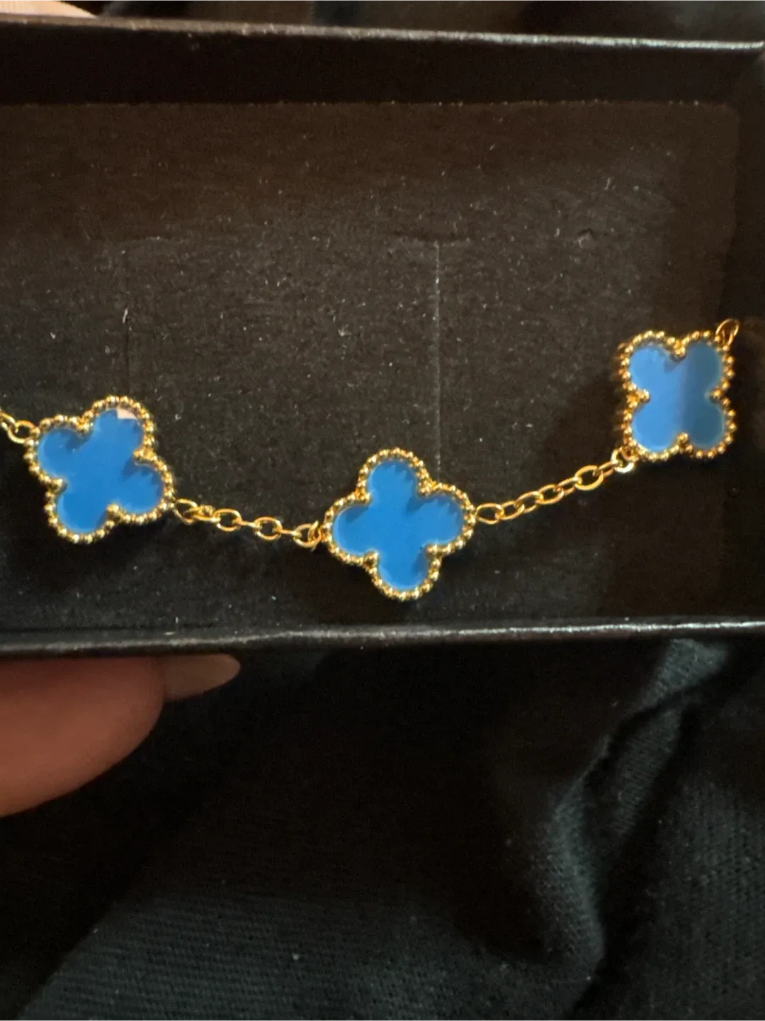 New Blue 18K Gold SS Clover Bracelet image indicator(3)