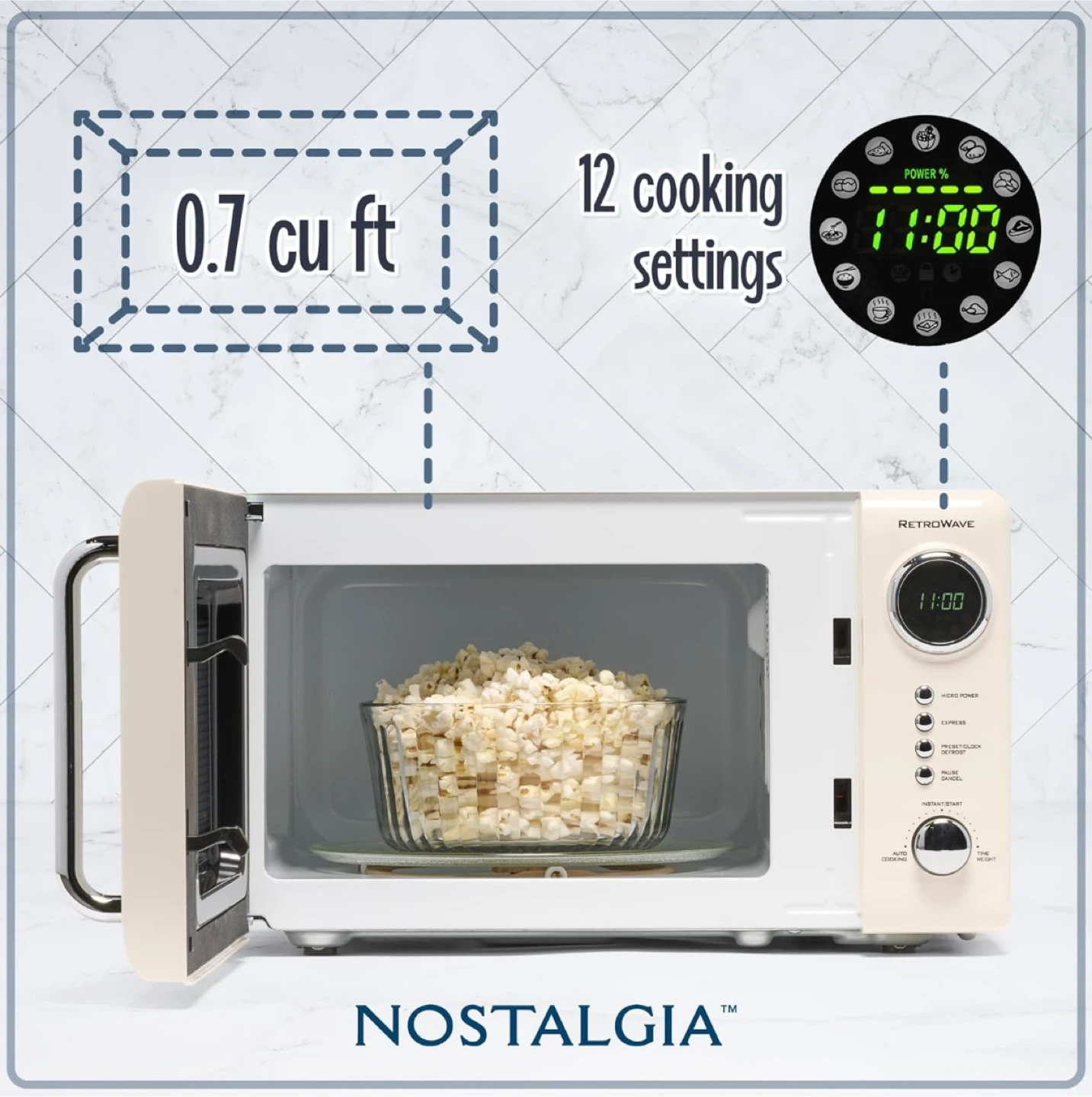 Nostalgia RetroWave 0.7 Cu Ft Microwave - Cream - photo 5