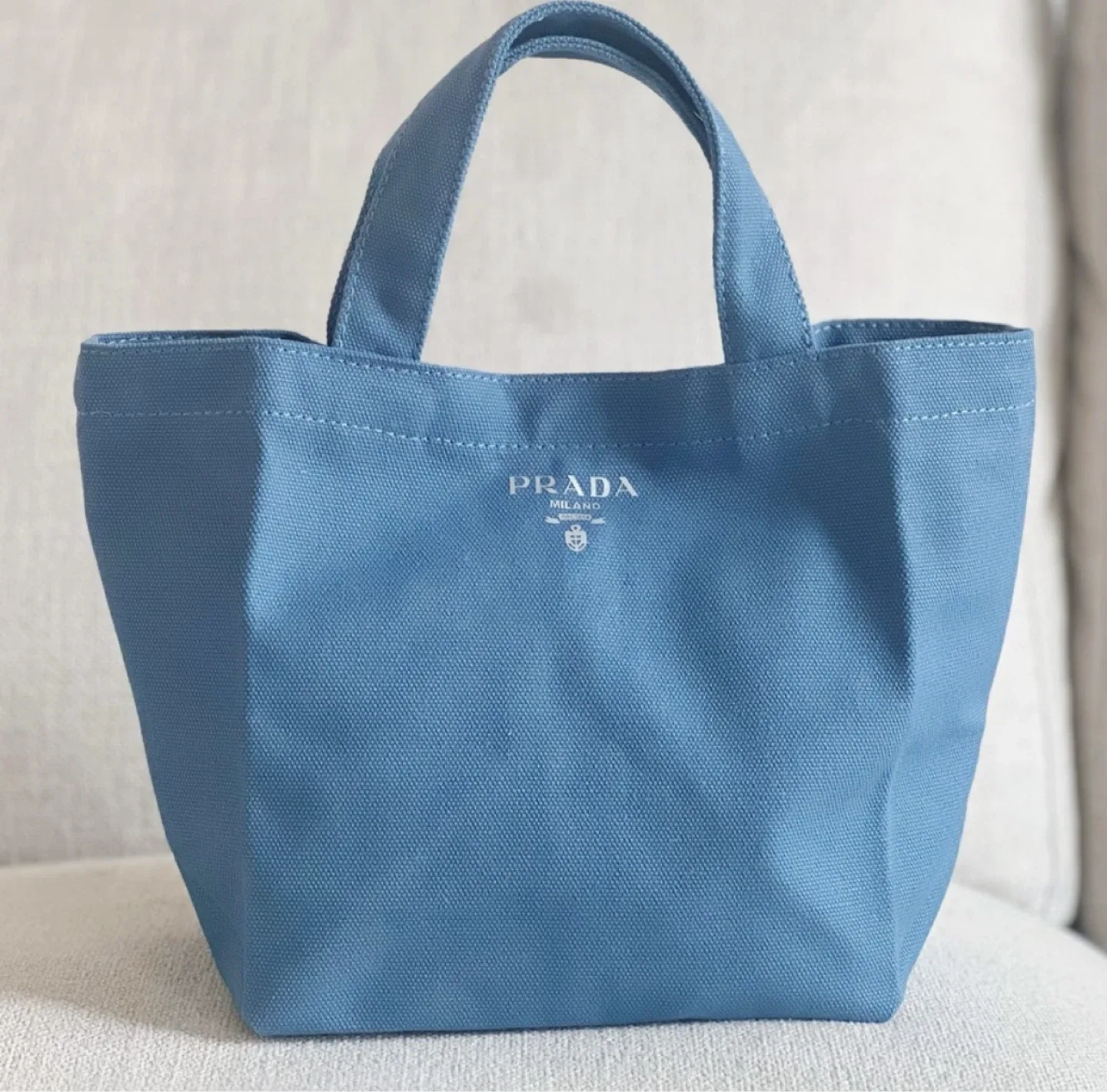 Prada Blue Canvas Tote Bag image indicator(3)