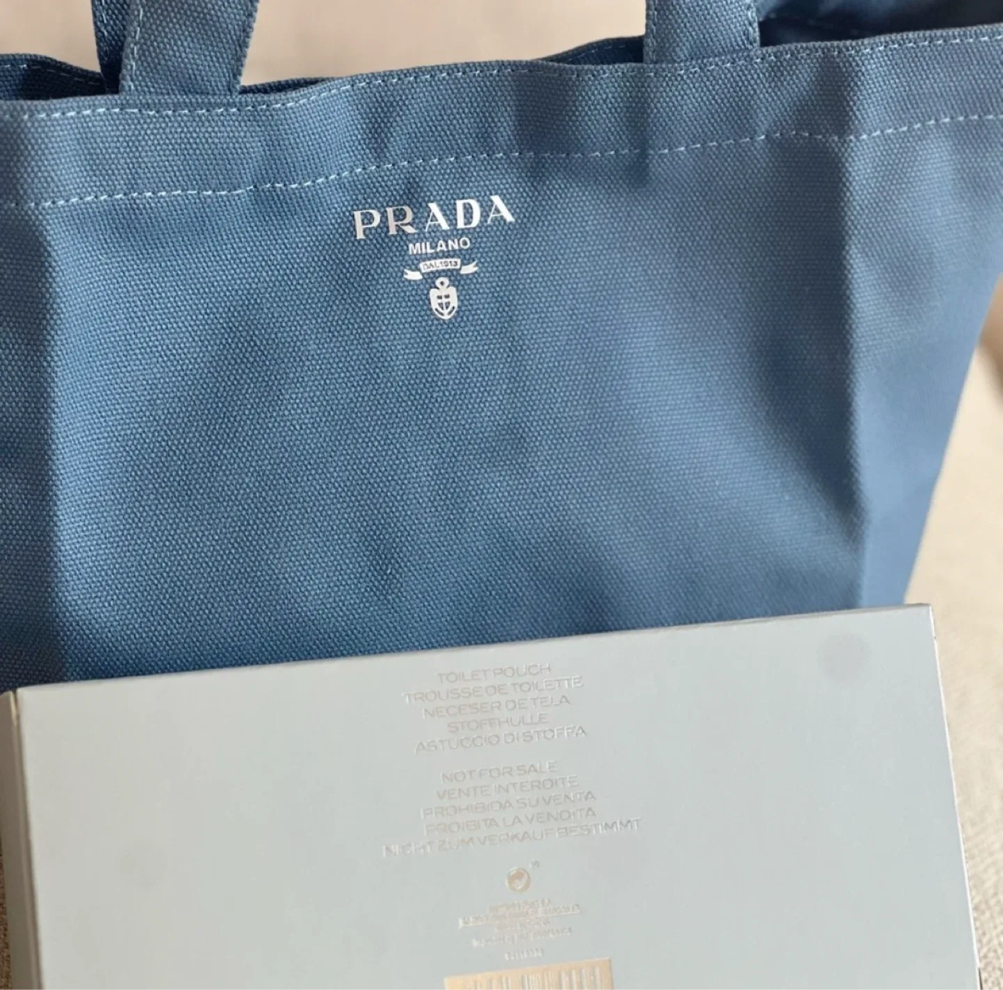 Prada Blue Canvas Tote Bag image indicator(4)