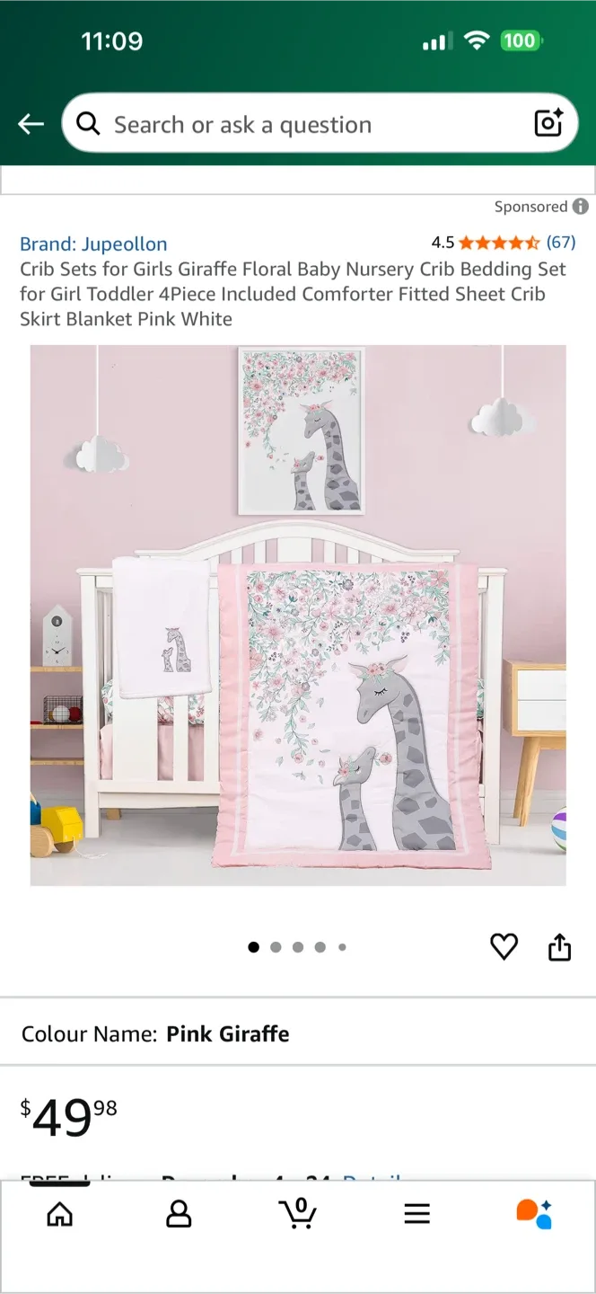 Baby Crib Bedding Set - Floral Giraffe Theme image indicator(7)