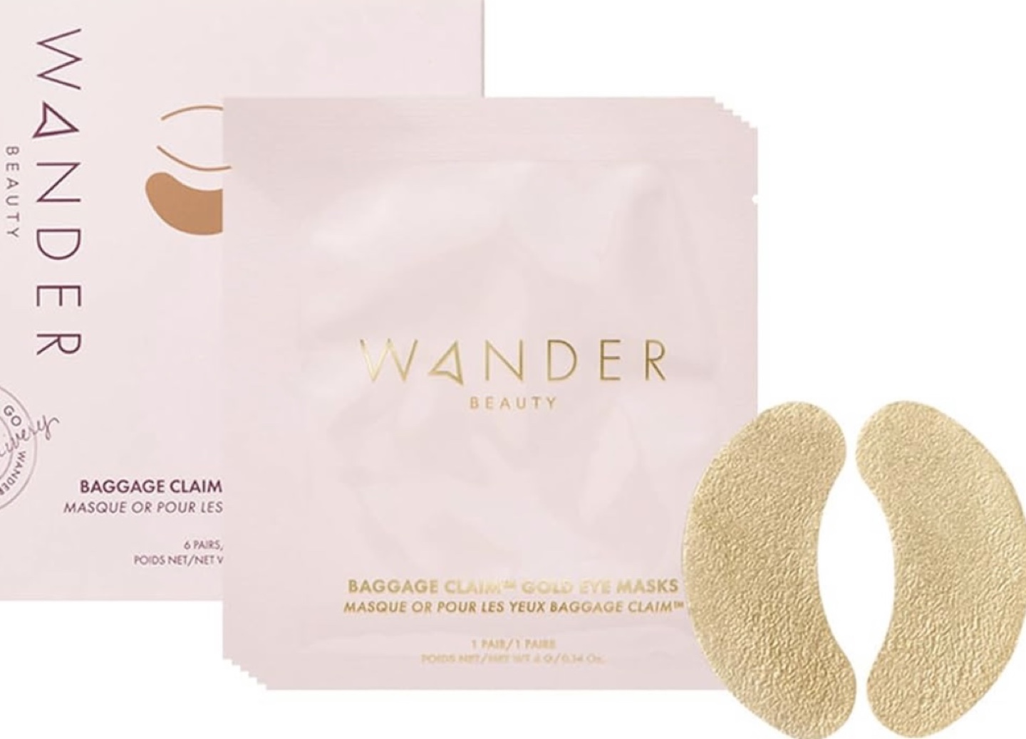 Wander Beauty Baggage Claim Gold Eye Masks