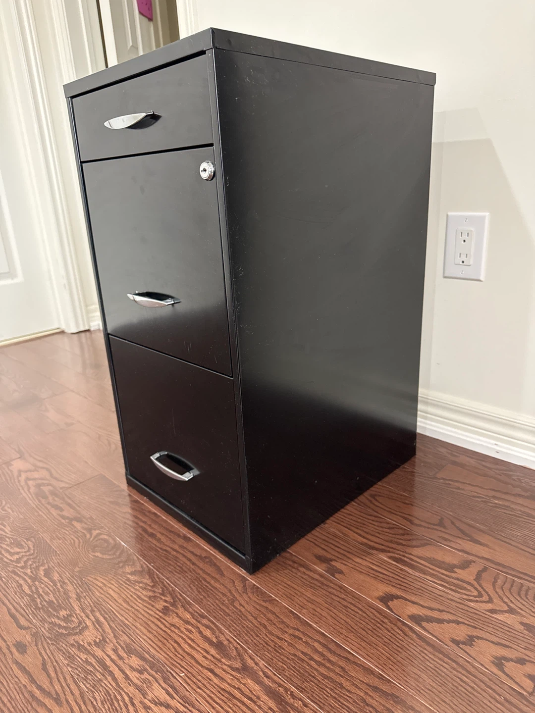 Black Filing Cabinet with Three Drawers - photo 2