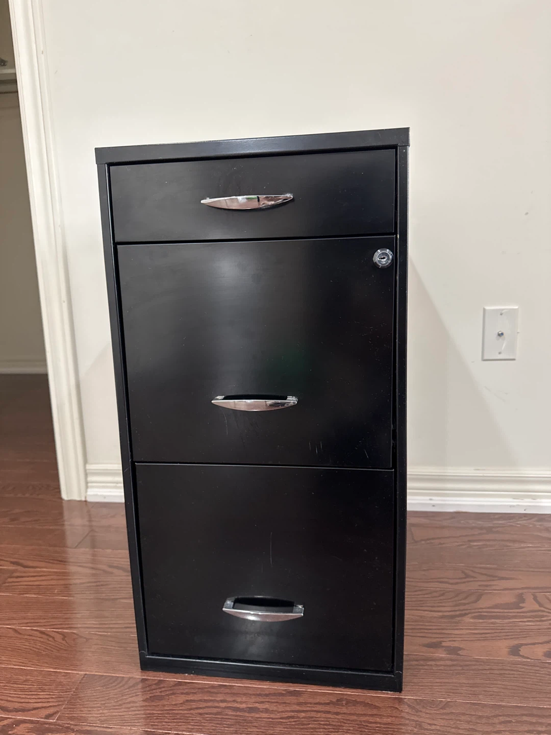 Black Filing Cabinet with Three Drawers