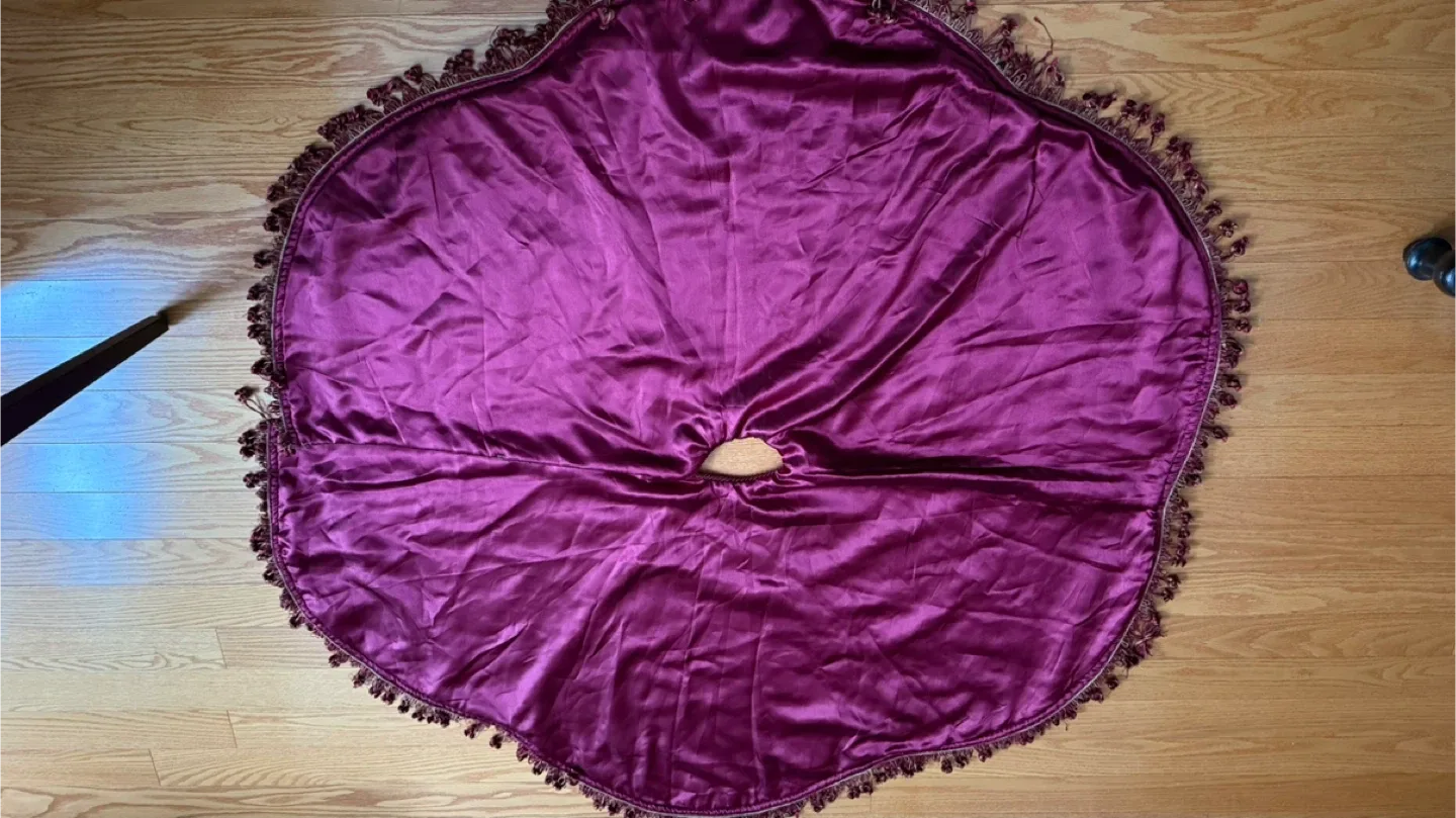 Burgundy Christmas Tree Skirt with Tassels