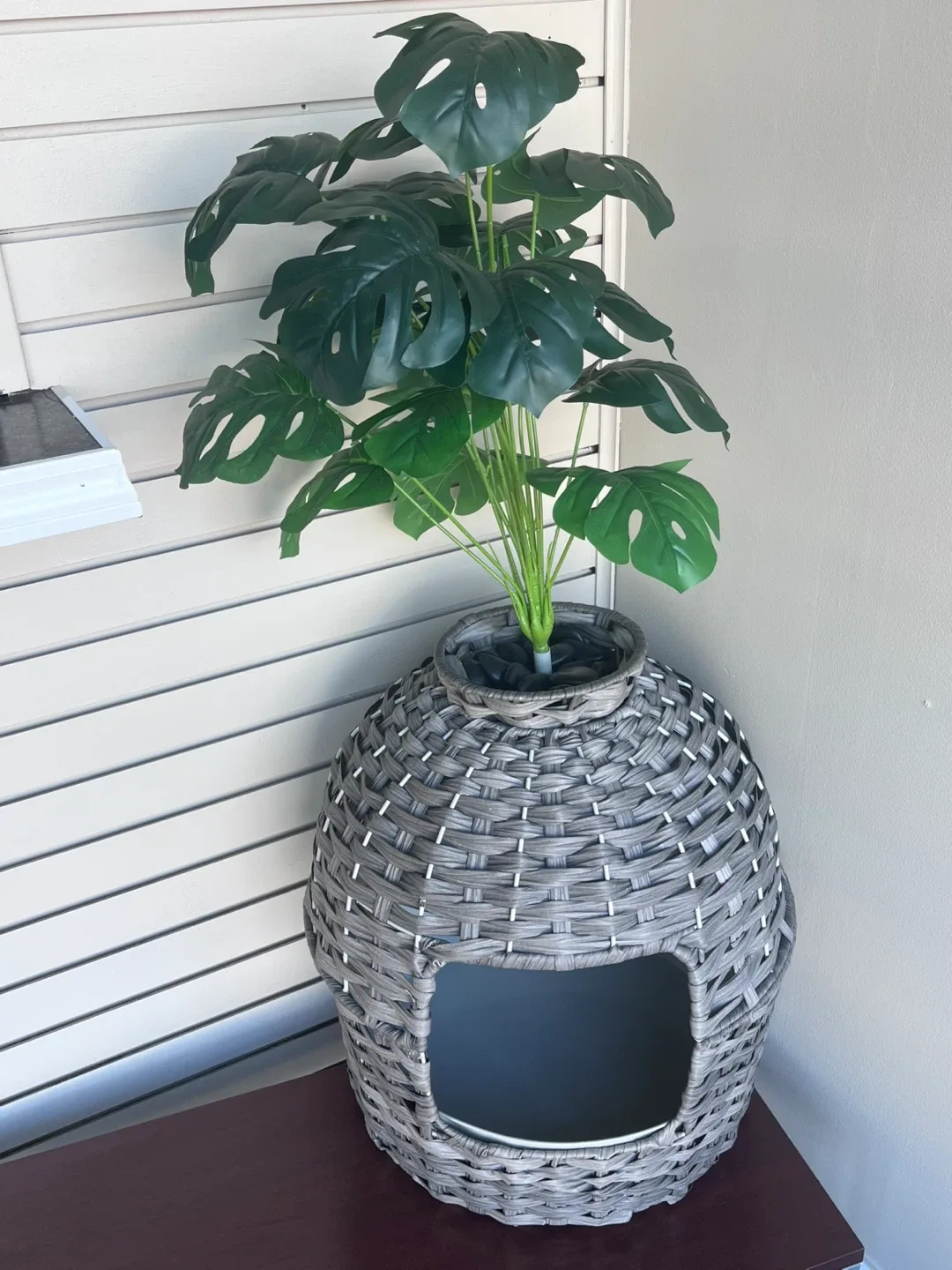 Woven Cat litter box with Faux Plant image indicator(3)