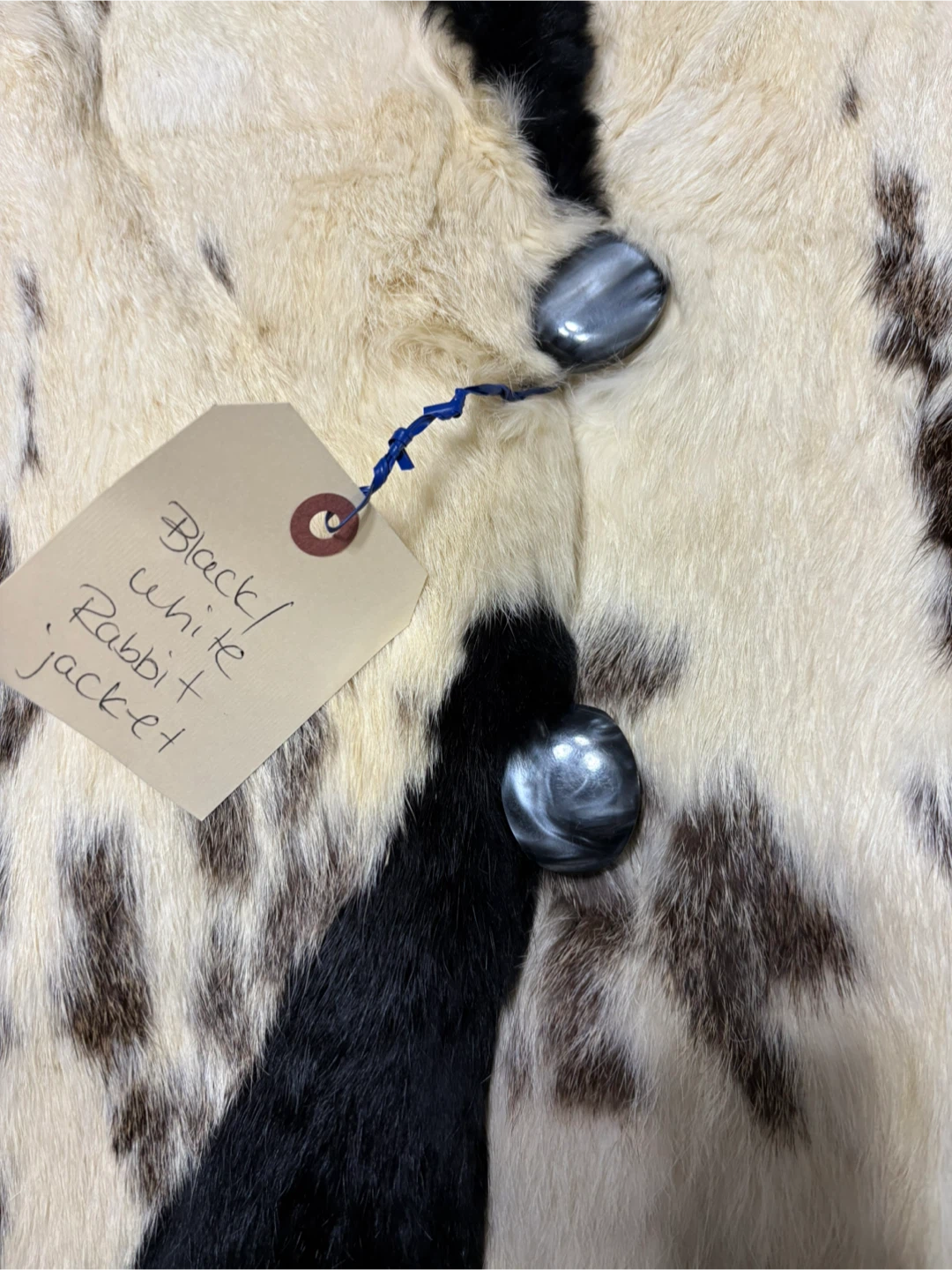 Vintage D. Kindy & Sons Rabbit Fur Jacket - Black/White - photo 3