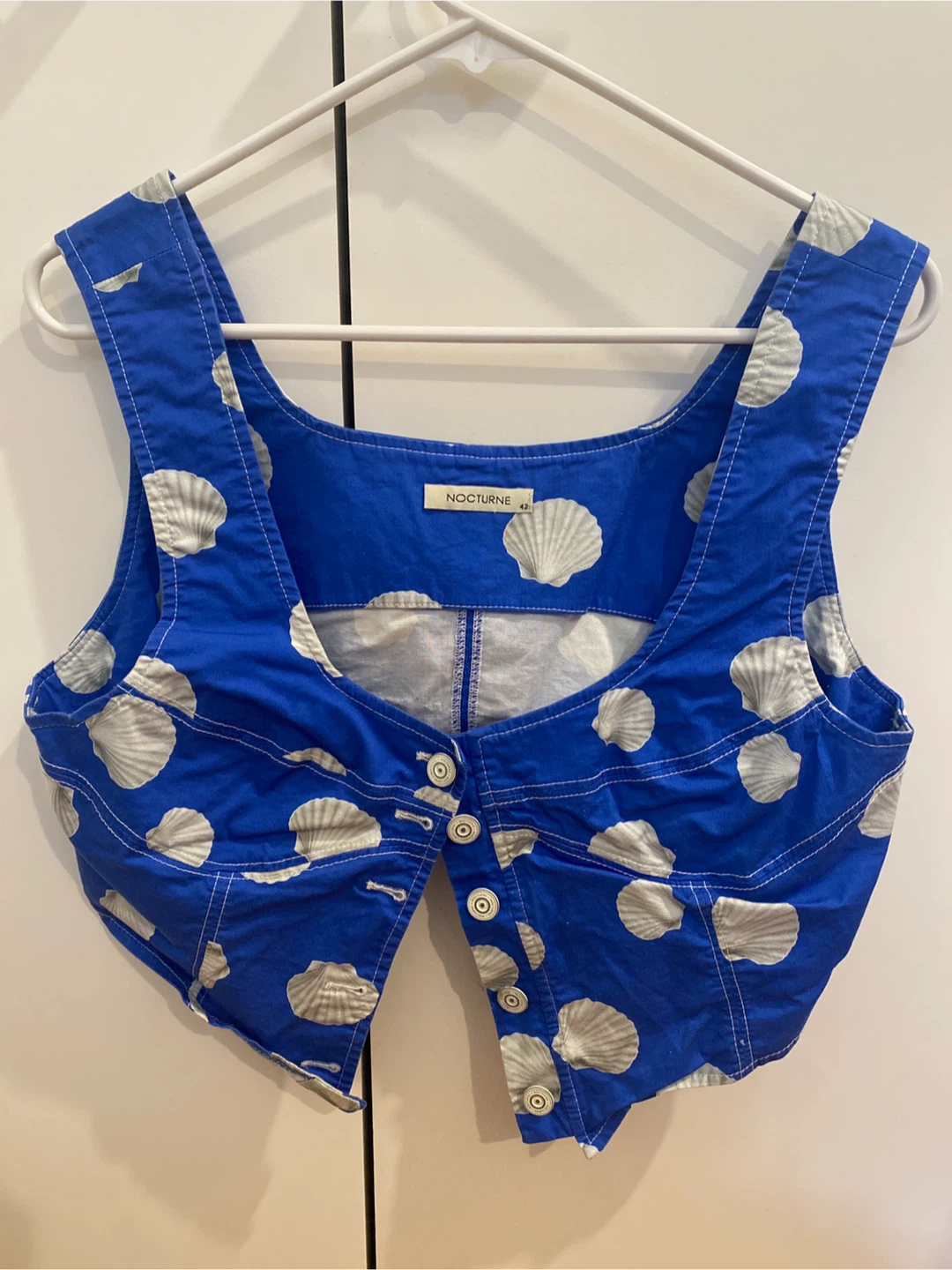 Nocturne Blue Shell Print Vest & Pants Set - photo 2